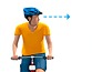 Illustration d'un cycliste vu de face qui jette un coup d'œil par-dessus son épaule gauche pour voir s'il y a une ouverture dans la circulation avant de changer de voie.